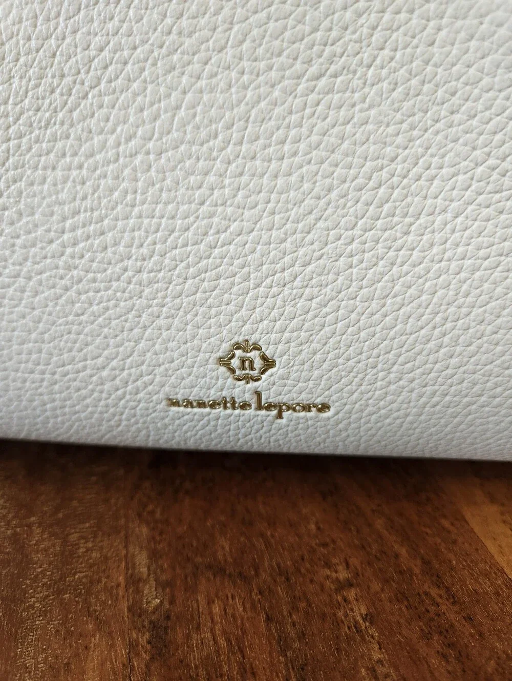 Nanette Lepore Cream Leather-Look Button Tote